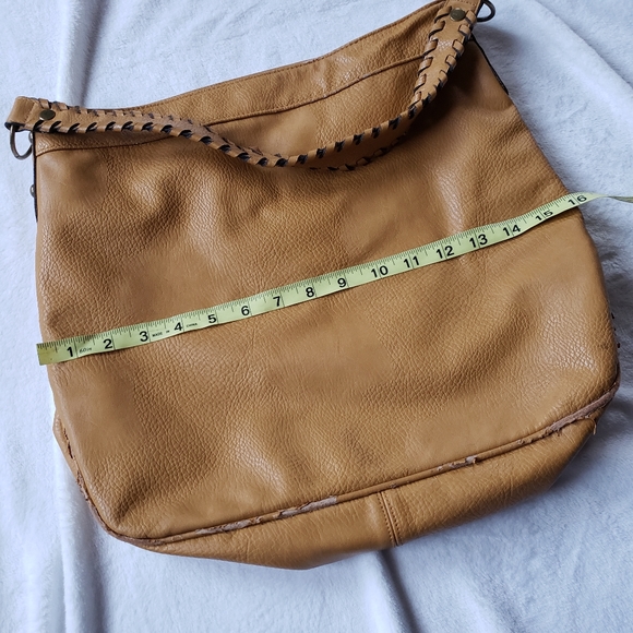 Shoulder bag hobo large tan and gray faux leather - Picture 8 of 15